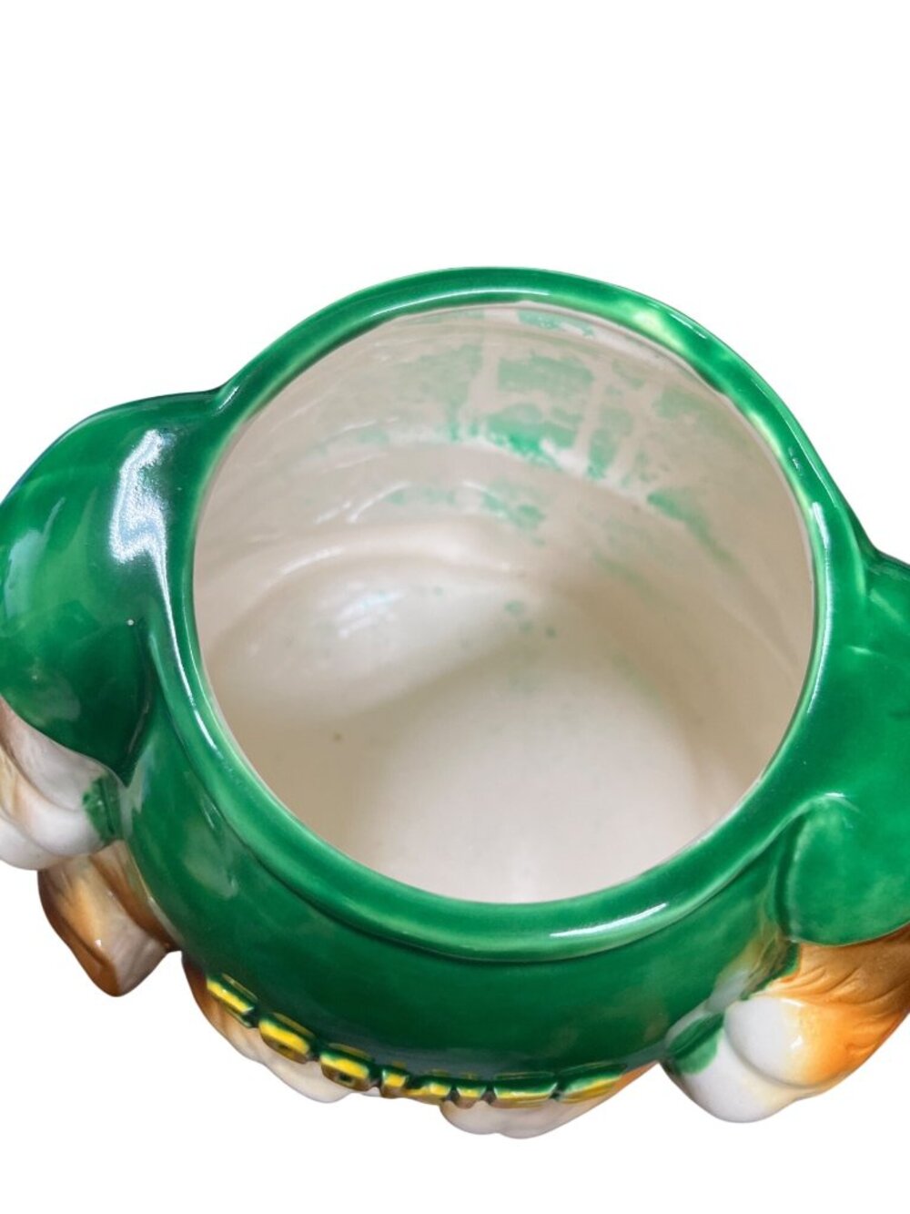 Japan Made vintage 50's brown green cat kitten 10"x7"x5" cooke jar SKU 10-238 - Picture 12 of 16